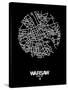 Warsaw Street Map Black-NaxArt-Stretched Canvas