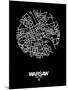 Warsaw Street Map Black-NaxArt-Mounted Art Print