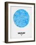 Warsaw Street Map Blue-NaxArt-Framed Art Print