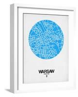 Warsaw Street Map Blue-NaxArt-Framed Art Print