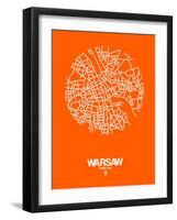 Warsaw Street Map Orange-NaxArt-Framed Art Print