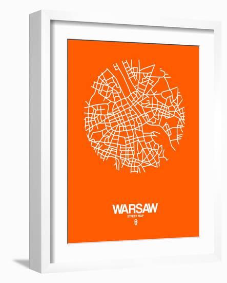 Warsaw Street Map Orange-NaxArt-Framed Art Print