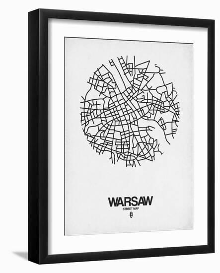 Warsaw Street Map White-NaxArt-Framed Art Print