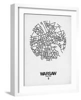 Warsaw Street Map White-NaxArt-Framed Art Print