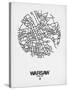 Warsaw Street Map White-NaxArt-Stretched Canvas