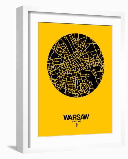 Warsaw Street Map Yellow-NaxArt-Framed Art Print