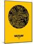 Warsaw Street Map Yellow-NaxArt-Mounted Art Print