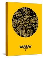 Warsaw Street Map Yellow-NaxArt-Stretched Canvas