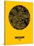 Warsaw Street Map Yellow-NaxArt-Stretched Canvas