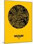 Warsaw Street Map Yellow-NaxArt-Mounted Art Print