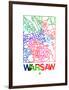 Warsaw Watercolor Street Map-NaxArt-Framed Art Print