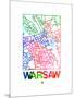 Warsaw Watercolor Street Map-NaxArt-Mounted Art Print