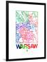 Warsaw Watercolor Street Map-NaxArt-Framed Art Print