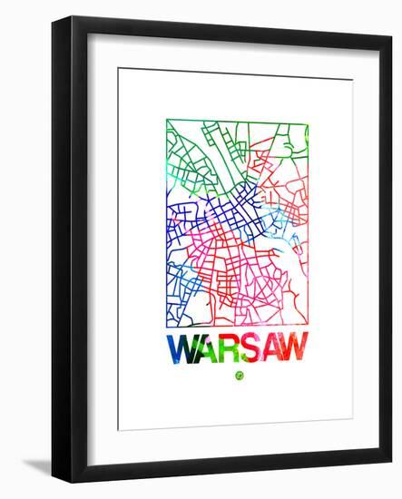 Warsaw Watercolor Street Map-NaxArt-Framed Art Print