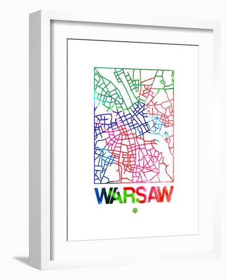 Warsaw Watercolor Street Map-NaxArt-Framed Art Print