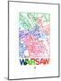 Warsaw Watercolor Street Map-NaxArt-Mounted Art Print