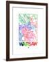 Warsaw Watercolor Street Map-NaxArt-Framed Art Print