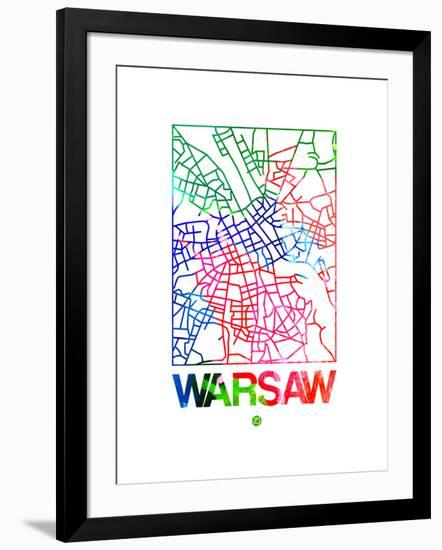 Warsaw Watercolor Street Map-NaxArt-Framed Art Print