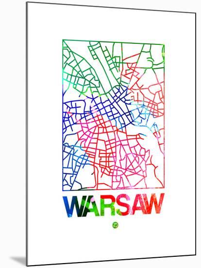 Warsaw Watercolor Street Map-NaxArt-Mounted Art Print