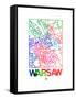 Warsaw Watercolor Street Map-NaxArt-Framed Stretched Canvas