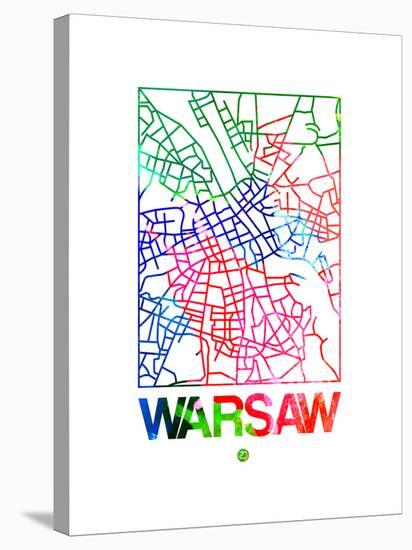 Warsaw Watercolor Street Map-NaxArt-Stretched Canvas
