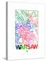 Warsaw Watercolor Street Map-NaxArt-Stretched Canvas