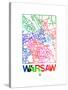 Warsaw Watercolor Street Map-NaxArt-Stretched Canvas