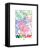 Warsaw Watercolor Street Map-NaxArt-Framed Stretched Canvas