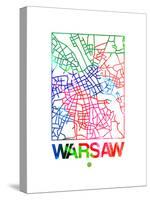 Warsaw Watercolor Street Map-NaxArt-Stretched Canvas