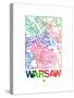 Warsaw Watercolor Street Map-NaxArt-Stretched Canvas