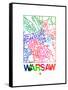 Warsaw Watercolor Street Map-NaxArt-Framed Stretched Canvas