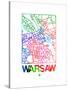 Warsaw Watercolor Street Map-NaxArt-Stretched Canvas