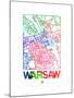 Warsaw Watercolor Street Map-NaxArt-Mounted Art Print