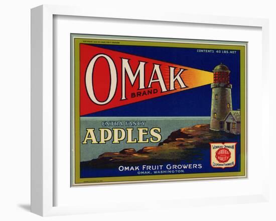 Warshaw Collection of Business Americana Food; Fruit Crate Labels, Omak Fruit Growers-null-Framed Art Print