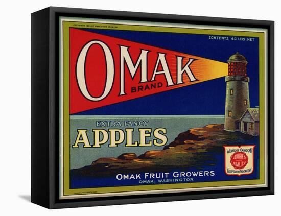 Warshaw Collection of Business Americana Food; Fruit Crate Labels, Omak Fruit Growers-null-Framed Stretched Canvas