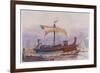 Warship of Imperial Rome is Rowed out of Harbour with Only a Light Sail Hoisted-Albert Sebille-Framed Premium Giclee Print