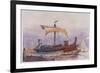 Warship of Imperial Rome is Rowed out of Harbour with Only a Light Sail Hoisted-Albert Sebille-Framed Premium Giclee Print