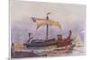 Warship of Imperial Rome is Rowed out of Harbour with Only a Light Sail Hoisted-Albert Sebille-Mounted Art Print