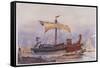 Warship of Imperial Rome is Rowed out of Harbour with Only a Light Sail Hoisted-Albert Sebille-Framed Stretched Canvas