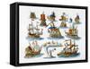 Warships, 18th Century-null-Framed Stretched Canvas