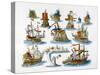 Warships, 18th Century-null-Stretched Canvas