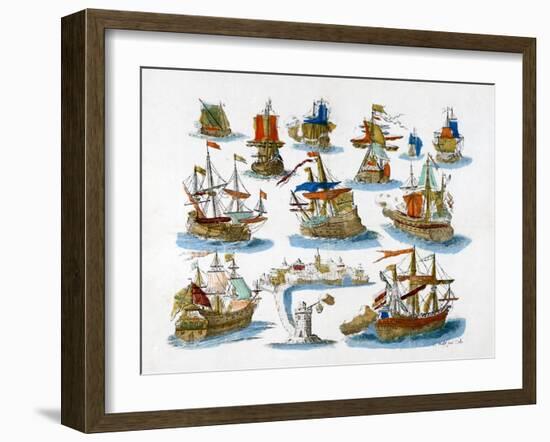 Warships, 18th Century-null-Framed Giclee Print