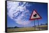 Warthog Crossing Sign-Paul Souders-Framed Stretched Canvas