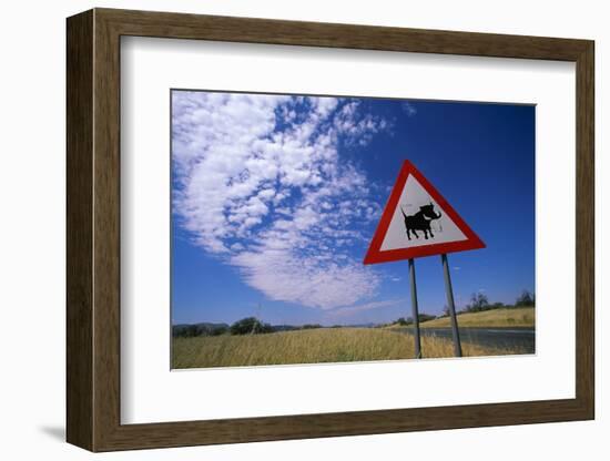 Warthog Crossing Sign-Paul Souders-Framed Photographic Print