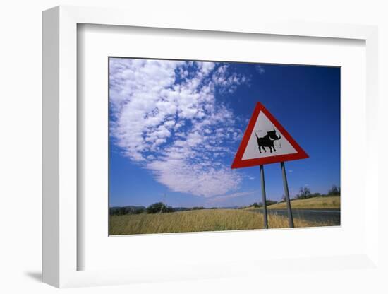 Warthog Crossing Sign-Paul Souders-Framed Photographic Print