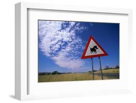 Warthog Crossing Sign-Paul Souders-Framed Photographic Print