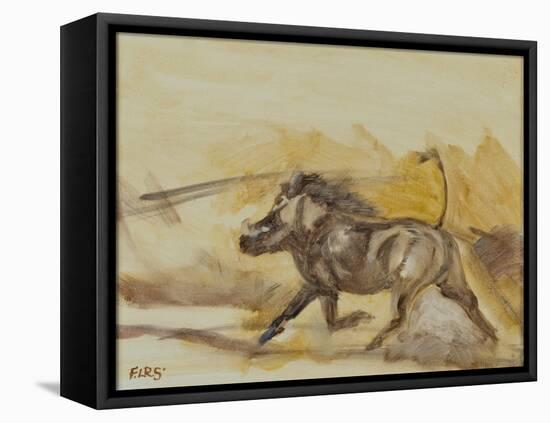 Warthog running, 2014-Francesca Sanders-Framed Stretched Canvas