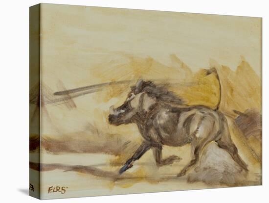 Warthog running, 2014-Francesca Sanders-Stretched Canvas