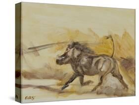 Warthog running, 2014-Francesca Sanders-Stretched Canvas