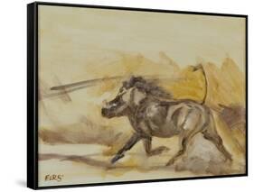 Warthog running, 2014-Francesca Sanders-Framed Stretched Canvas